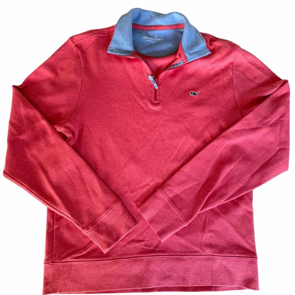 Vineyard Vines Shep Shirt Quarter Zip Pullover • Red Blue • Size Small